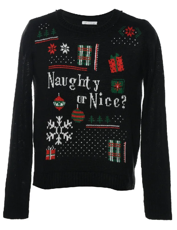 graphic coatBlack Christmas Jumper - L