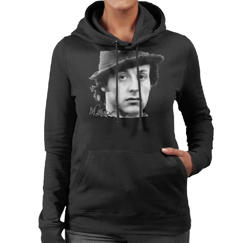 pullover hoodiefashion gym hoodieSidney Maurer Original Portrait Of Sylvester Stallone Hat Women's Hooded Sweatshirt