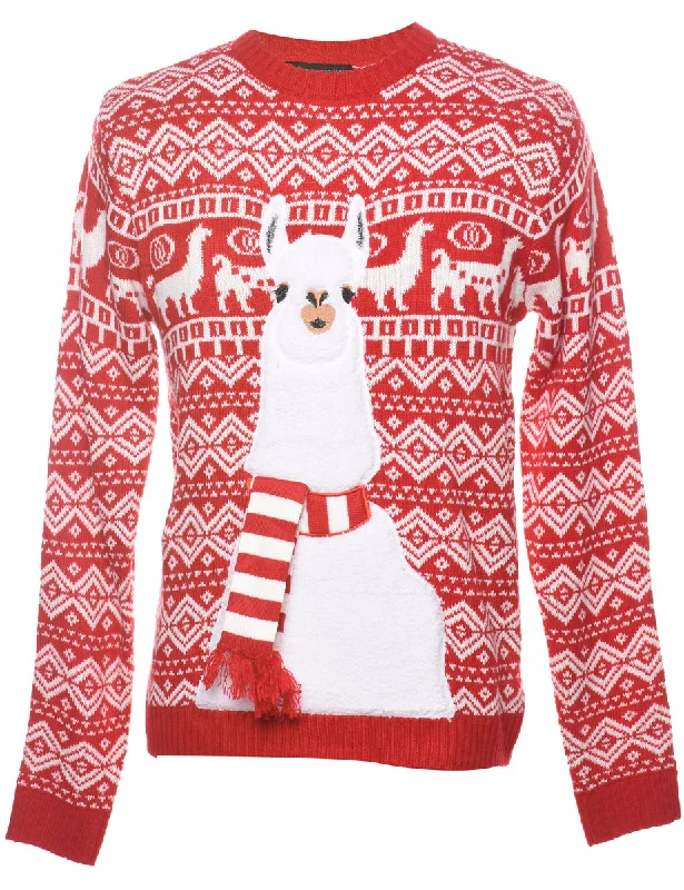 sporty outerwearFestive Print Christmas Jumper - M