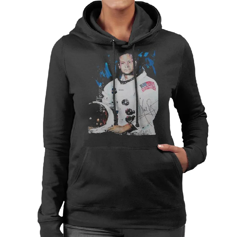 sporty hoodiebold fitness hoodieSidney Maurer Original Portrait Of Neil Armstrong Space Suit Women's Hooded Sweatshirt