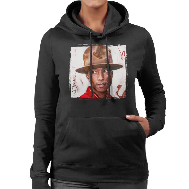 stylish hoodieluxury fitness sweatshirtSidney Maurer Original Portrait Of Pharrel Williams The Hat Women's Hooded Sweatshirt