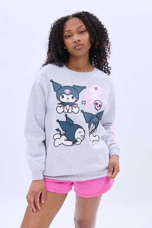 comfortable hoodieKuromi Moods Graphic Crew Neck Sweatshirt