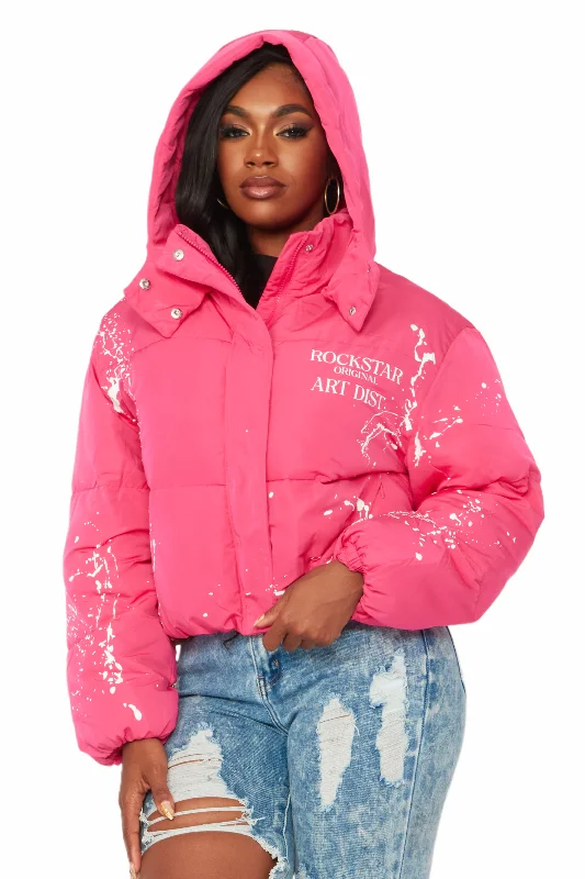 fitted coatKeira Fuchsia Drippy Puffer Jacket