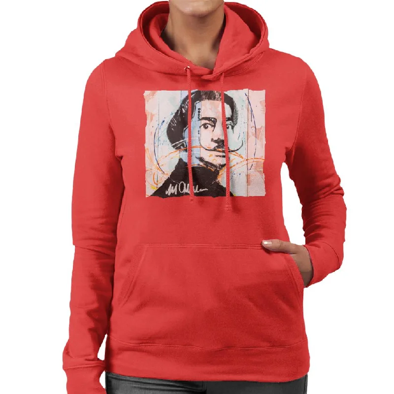 chic pullover hoodieslim fit workout hoodieSidney Maurer Original Portrait Of Spanish Artist Salvador Dali Women's Hooded Sweatshirt