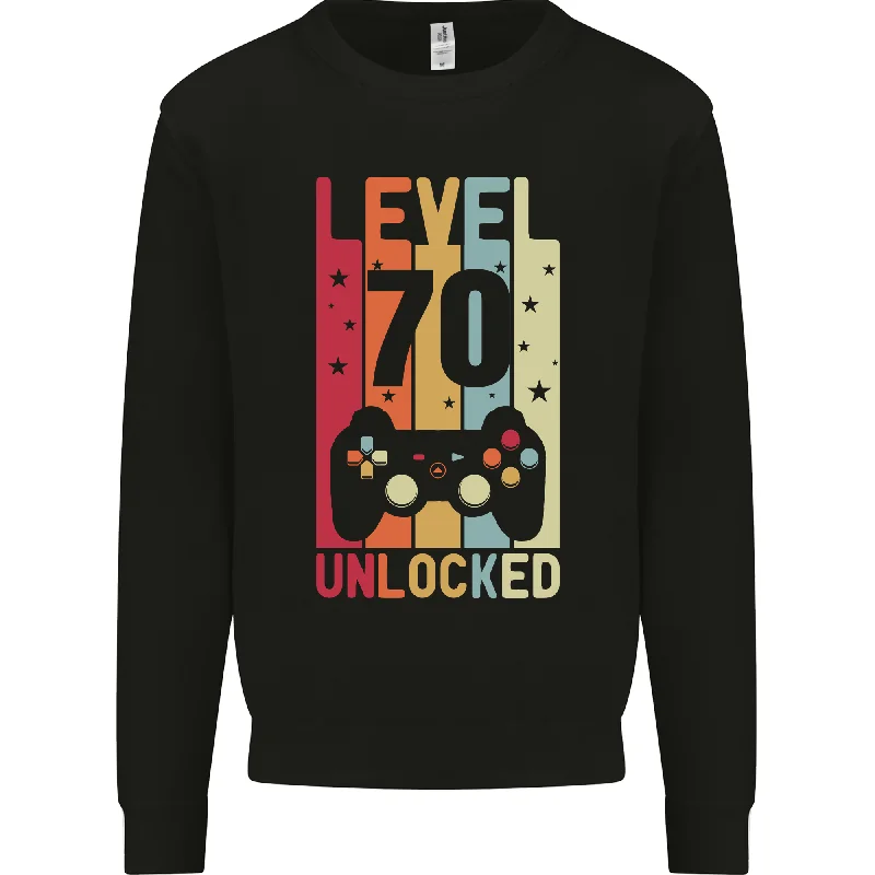 casual zip-up sweatshirtcozy gym sweatshirt70th Birthday 70-Year-Old "Level Up" Gaming Men's Sweatshirt Jumper