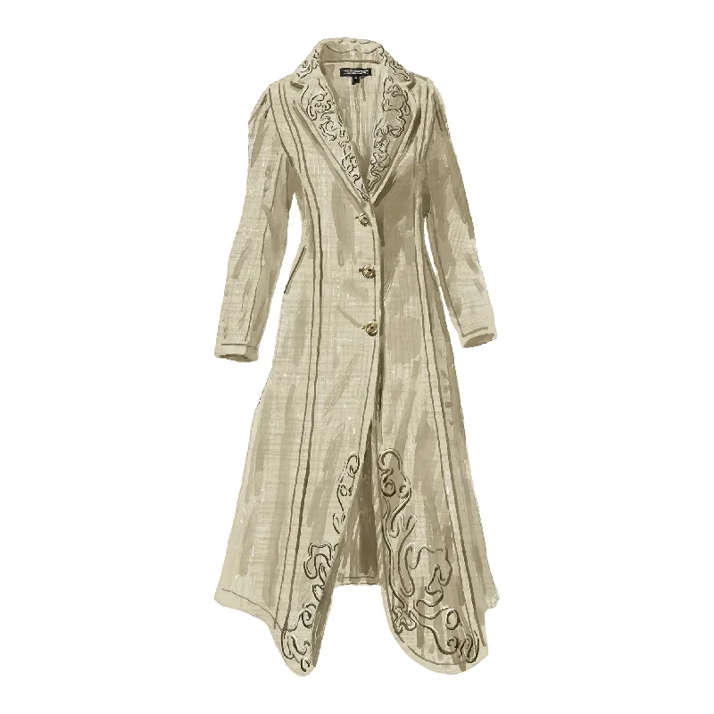 chic padded coatEdwardian Embroidered Duster