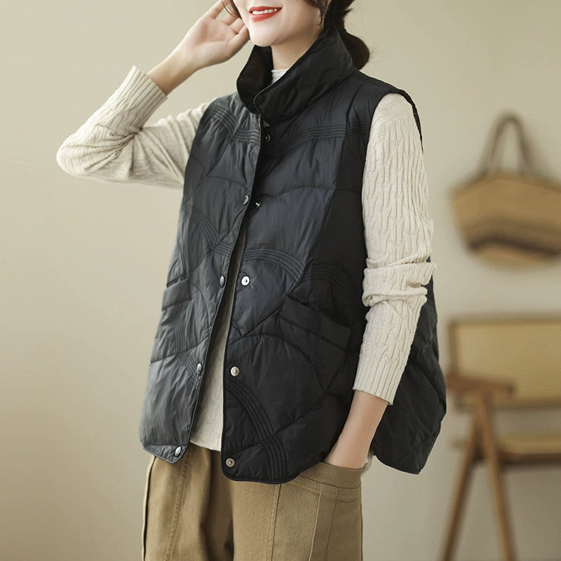 street style coatLoose Stand Collar Thickened Short Vest