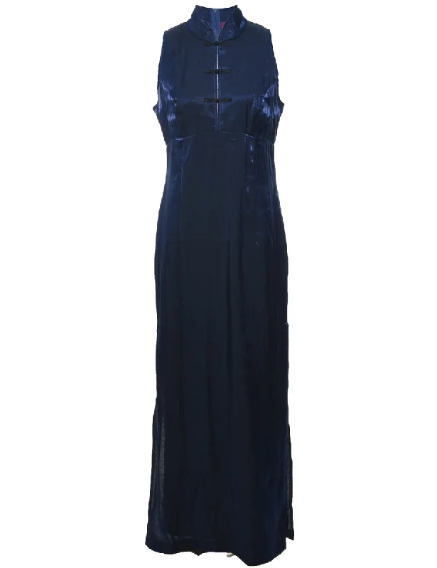 comfortable outerwearShiny Navy Evening Dress - L