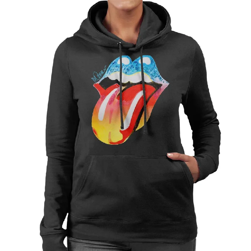 stylish pullover sweatshirtgraphic gym sweatshirtSidney Maurer Original Portrait Of Rolling Stones Forty Licks Art Women's Hooded Sweatshirt