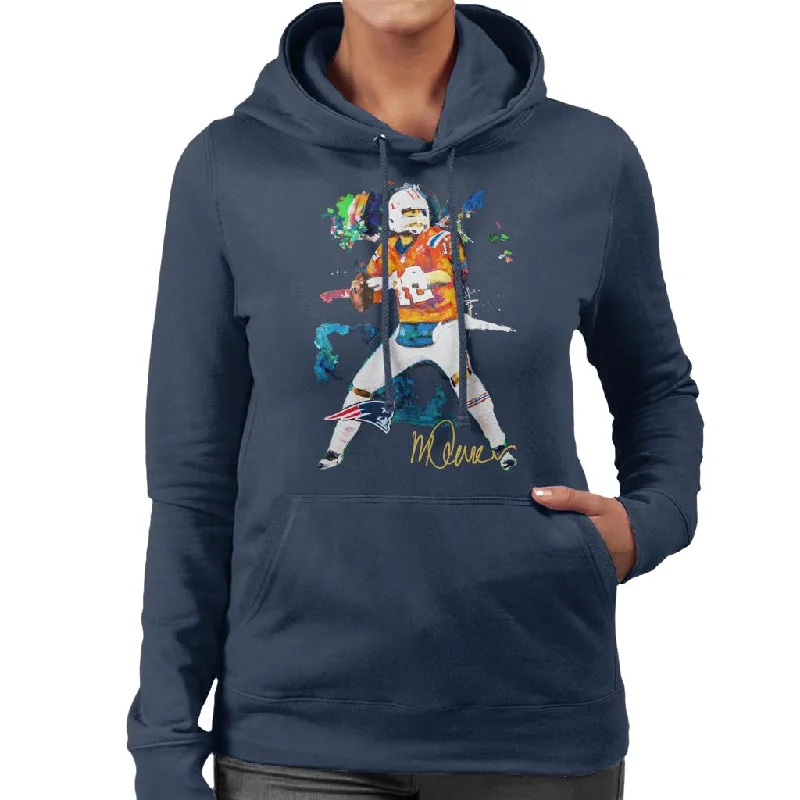 activewear hoodierelaxed fit sports hoodieSidney Maurer Original Portrait Of Patriots Star Tom Brady Women's Hooded Sweatshirt