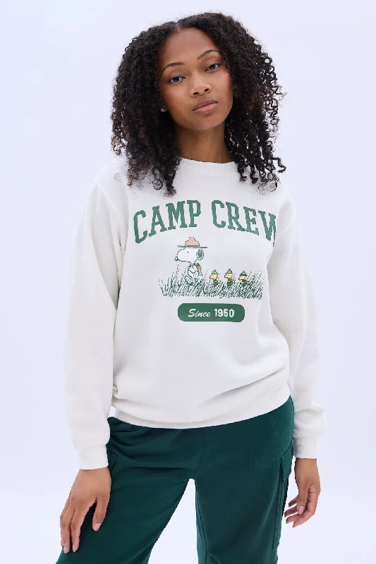 sports hoodieCamp Snoopy Graphic Crew Neck Sweatshirt