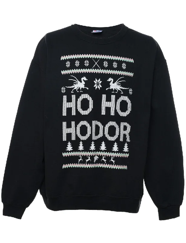 relaxed fit coatBlack Game Of Throne Design Christmas Sweatshirt - XL