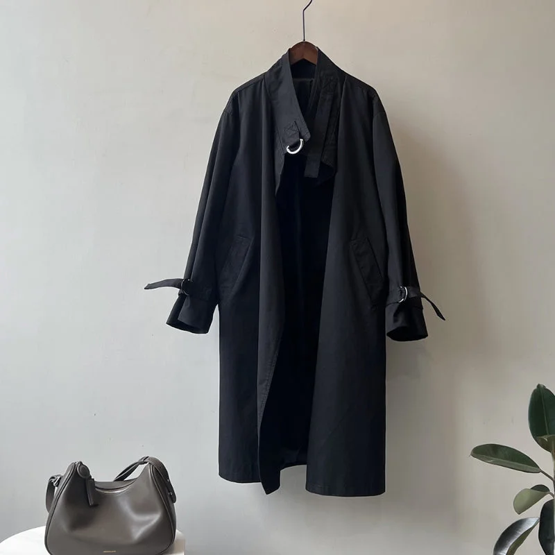 casual utility jacketLoose Long Casual Trench Coat