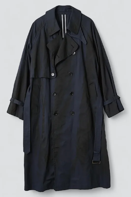 fashion-forward coatNavy Spray Printed Trench Coat