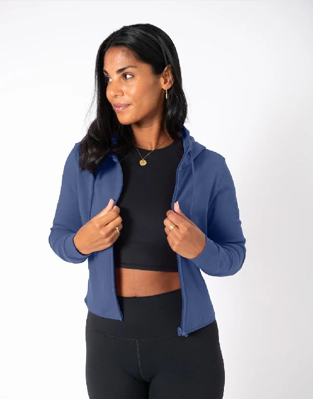 relaxed fit hoodieChill Zip Crop Hoodie in Thunder Blue