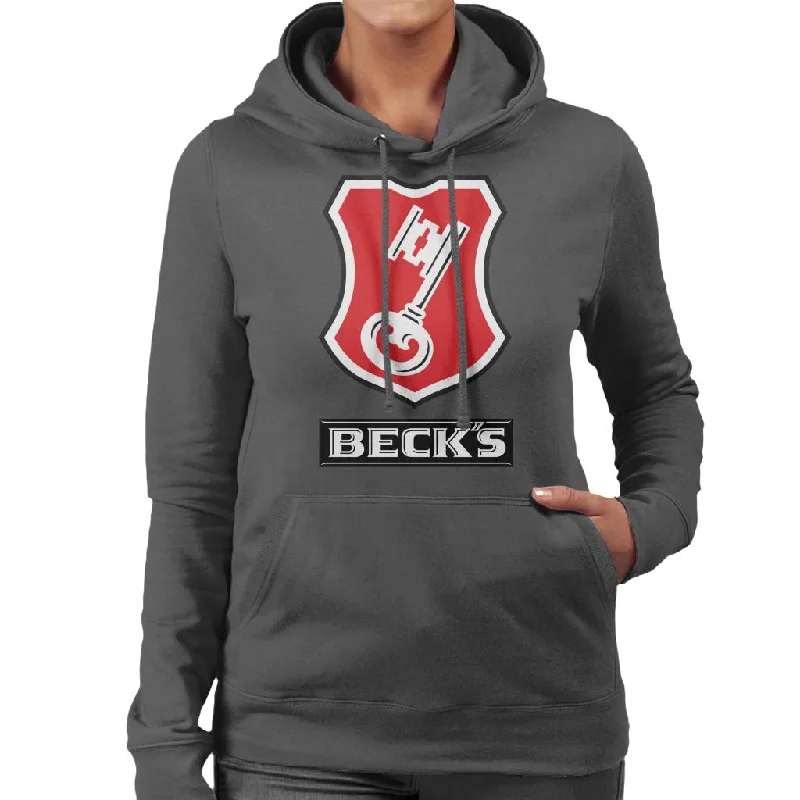 zip-up hoodie for gymBeck's Logo Filled Red Key Women's Hooded Sweatshirt