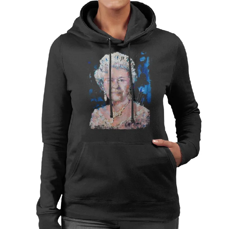 premium hoodiebreathable workout hoodieSidney Maurer Original Portrait Of Queen Elizabeth II Women's Hooded Sweatshirt