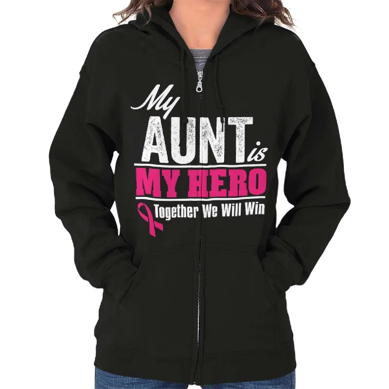 zip-up hooded sweatshirtMy Aunt My Hero Zip Hoodie