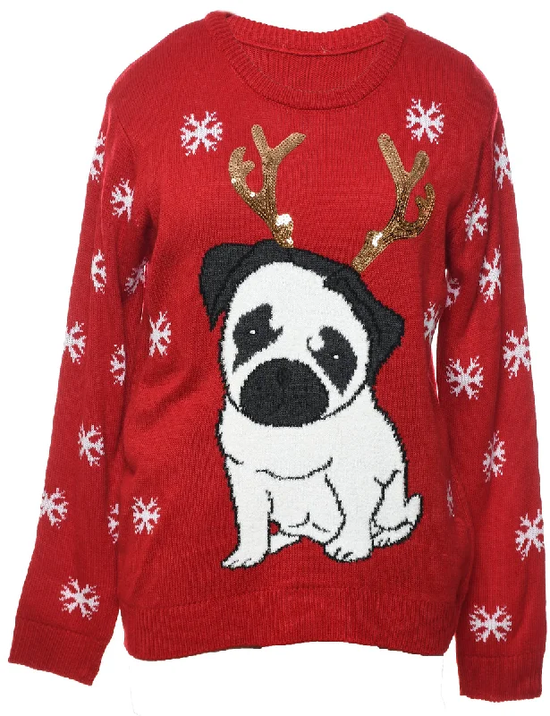 insulated winter jacketAnimal Design Christmas Jumper - L