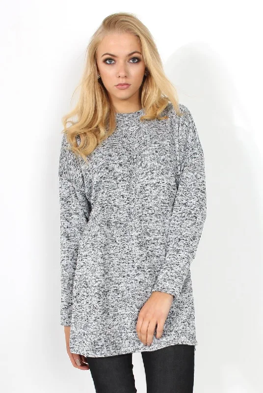 athletic pulloverDina Grey Long Sleeve Side Split Jumper