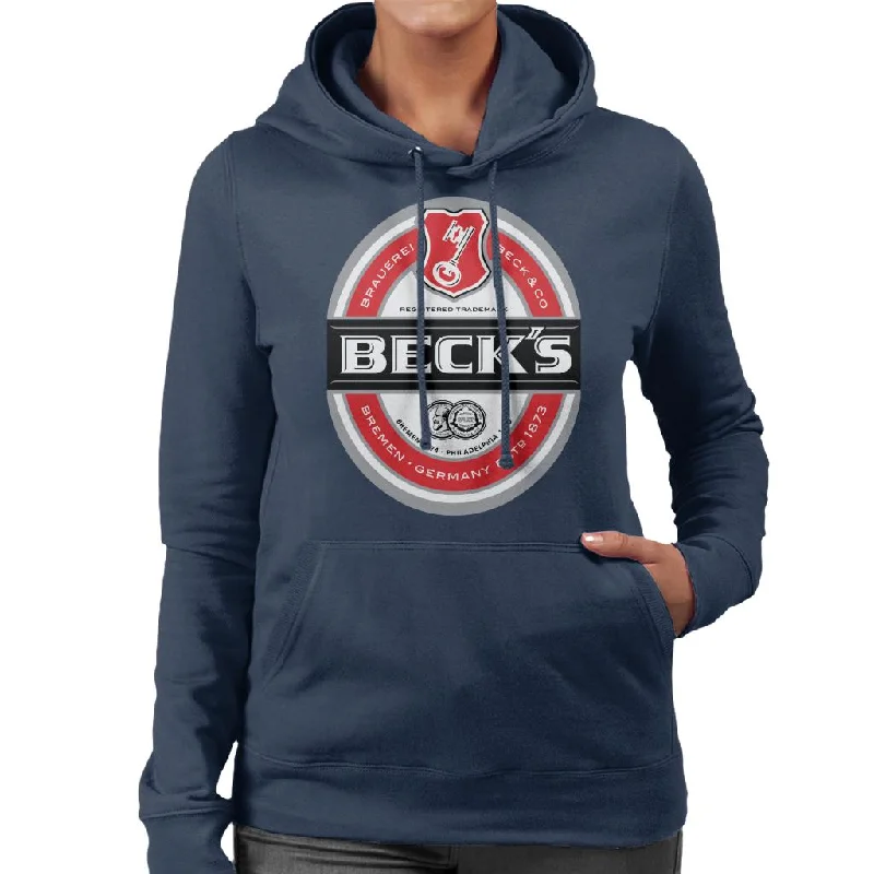 stylish pullover sweatshirtBeck's Brauerei Label Women's Hooded Sweatshirt