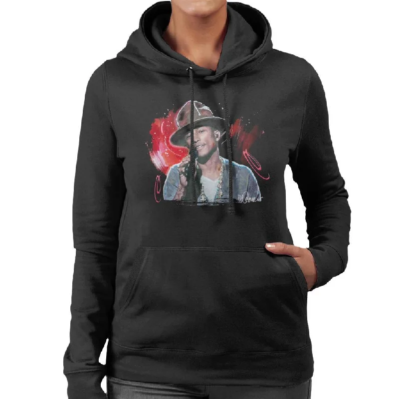 casual zip-up sweatshirtfitted workout sweatshirtSidney Maurer Original Portrait Of Pharrel Williams Live Women's Hooded Sweatshirt