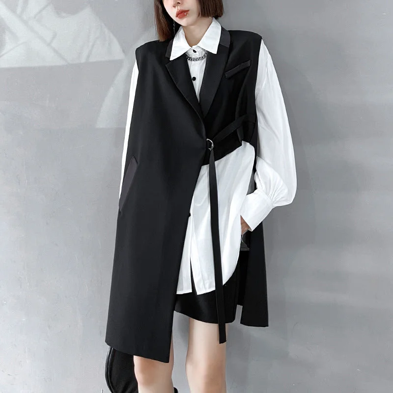 soft shell coatIrregular Long Loose Vest