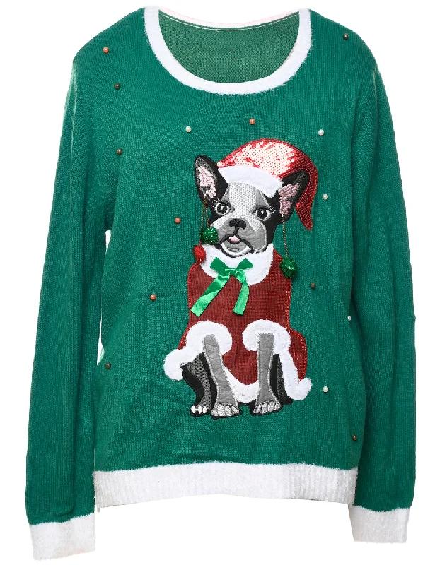 wool-blend coatAnimal Design Christmas Jumper - XL