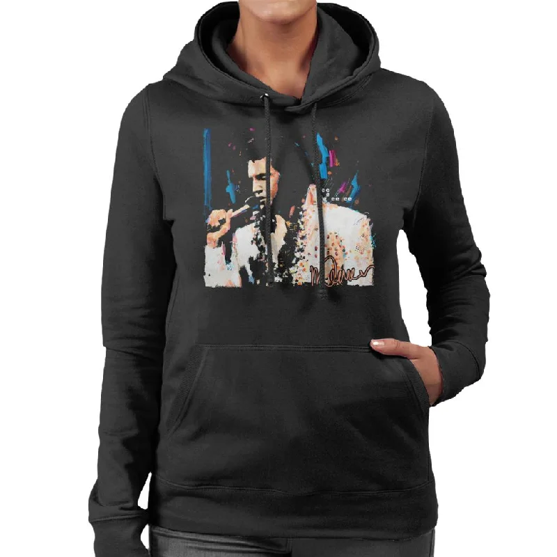 soft hoodieminimalist gym sweatshirtSidney Maurer Original Portrait Of Singer Elvis Presley Women's Hooded Sweatshirt