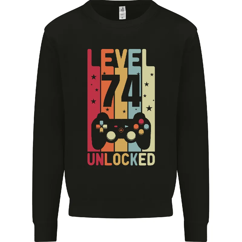 bold hoodie with logobreathable workout hoodie74th Birthday Level Up Gamer 74 Year Old Men's Gaming Sweatshirt Jumper