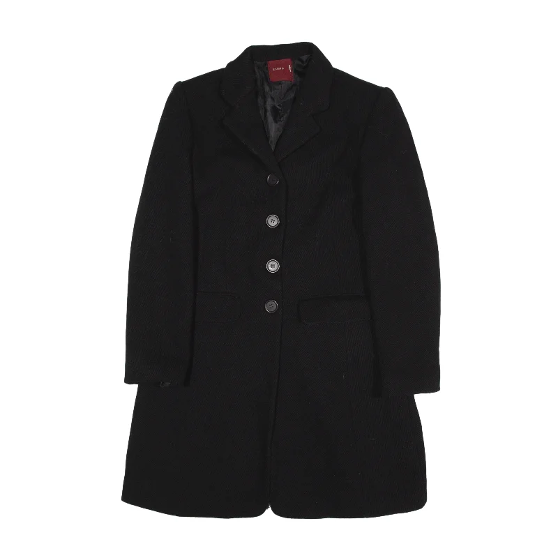 urban casual coatESISTO Overcoat Jacket Black Wool Womens L