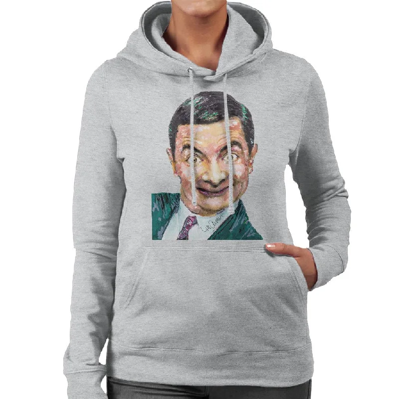 slim fit hoodieathletic style hoodieSidney Maurer Original Portrait Of Mr Bean Rowan Atkinson Women's Hooded Sweatshirt