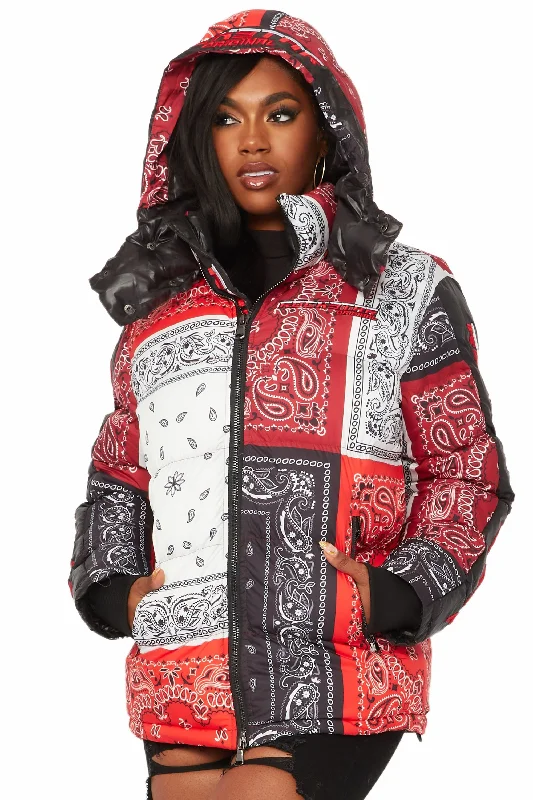 classic zip-up coatWho's Team Red Oversized Puffer Jacket