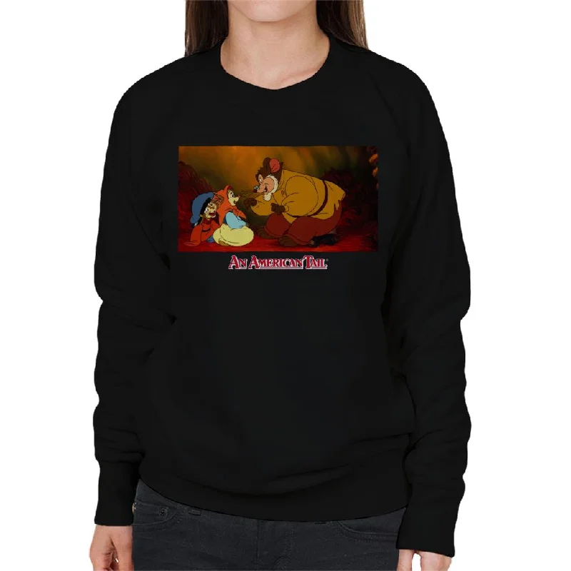 cozy hooded sweatshirtluxe gym hoodieAn American Tail Papa Talking To Tanya Women's Sweatshirt