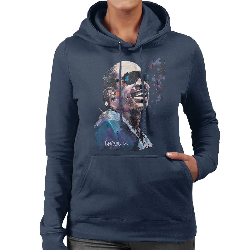 sleek zip-up hoodiewarm workout hoodieSidney Maurer Original Portrait Of Stevie Wonder Women's Hooded Sweatshirt