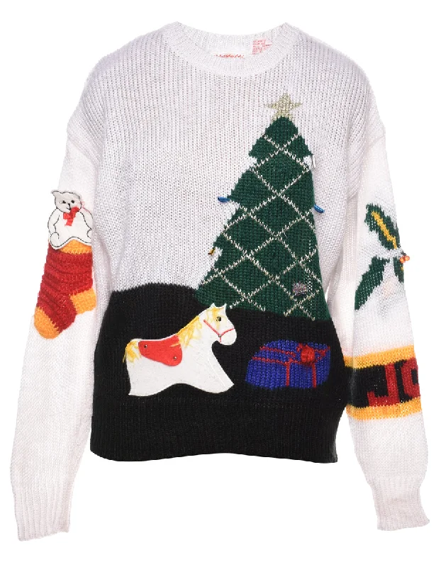 graphic coatAnimal Design Christmas Jumper - L