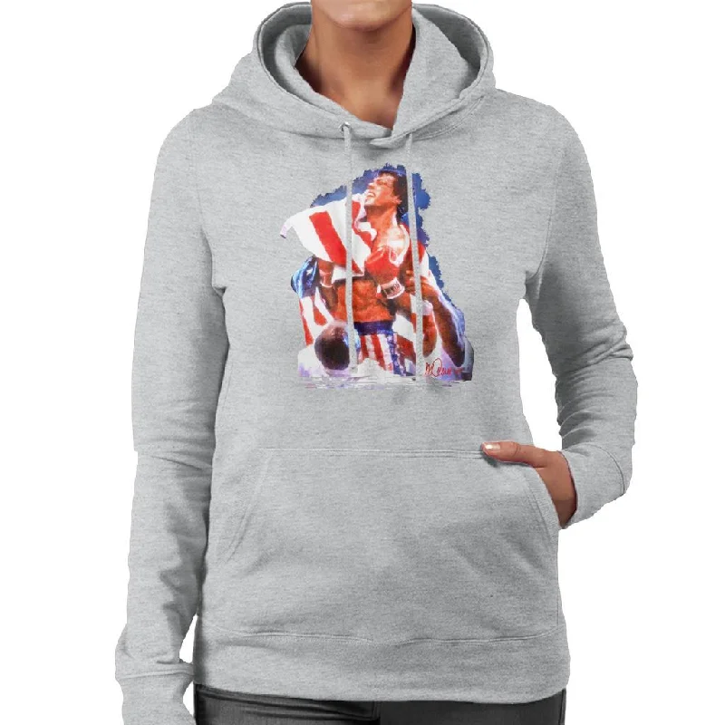 warm hoodiechic active hoodieSidney Maurer Original Portrait Of Sylvester Stallone Rocky IV Women's Hooded Sweatshirt