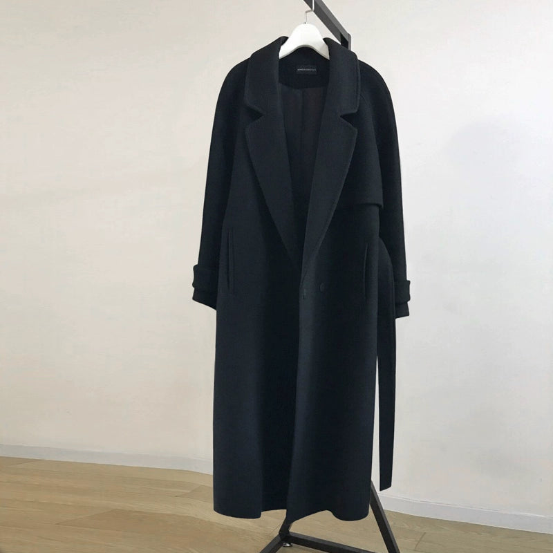 utility coatBlack Woolen Loose Coat