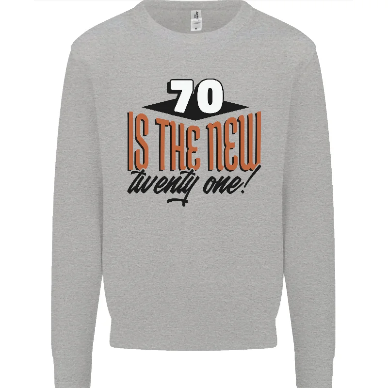 vintage hoodiepullover workout hoodie70th Birthday Celebration Funny Mens Sweatshirt "70 is the New 21