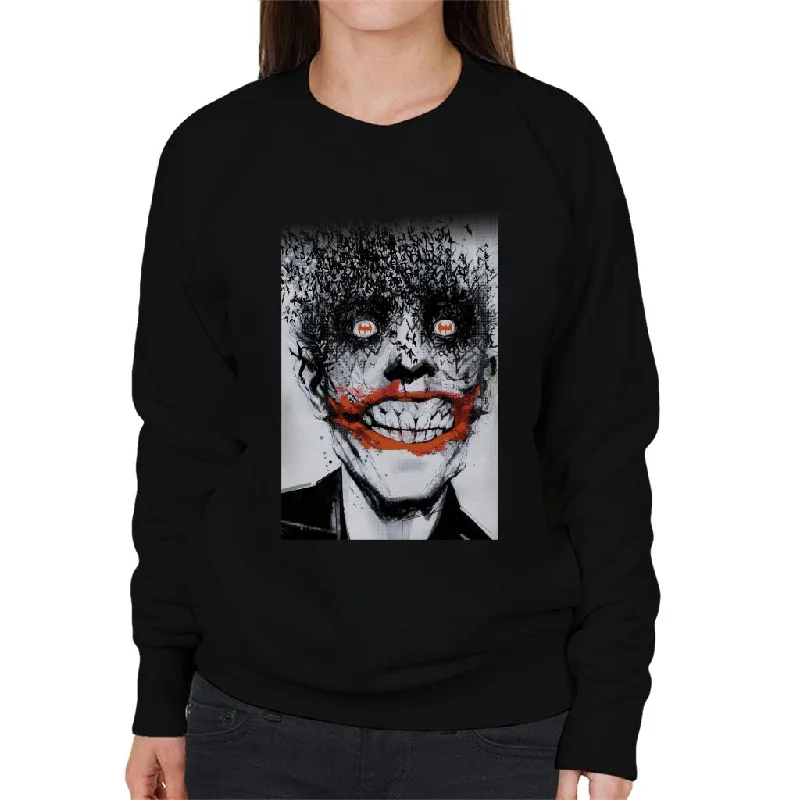 oversized hoodieretro sports hoodieBatman Halloween Joker Face Made Of Bats Women's Sweatshirt