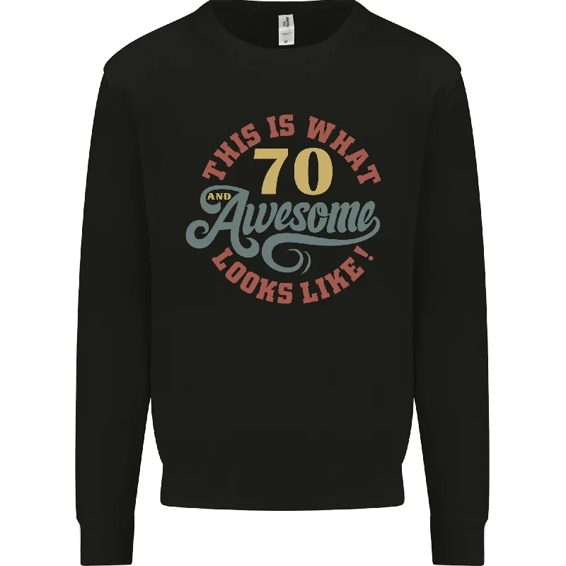 zip-up hooded sweatshirtbold fitness hoodie70th Birthday 70 Year Old Awesome Looks Like Mens Sweatshirt Jumper