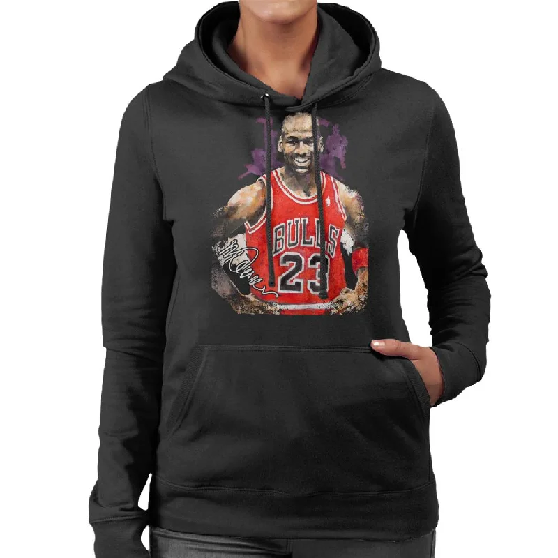 performance hoodieminimalistic workout hoodieSidney Maurer Original Portrait Of Michael Jordan Chicago Bulls Vest Women's Hooded Sweatshirt