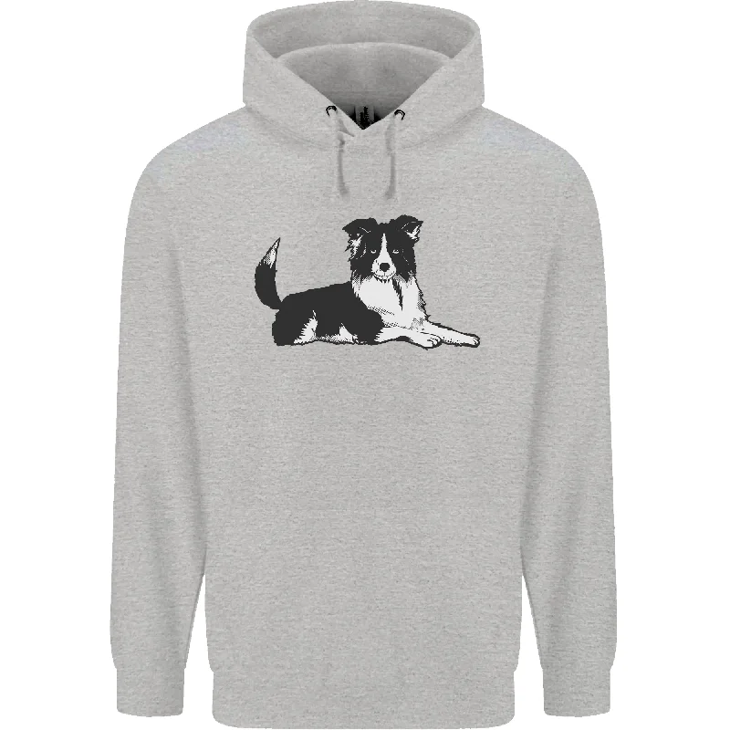 modern athletic hoodieA Border Collie Dog Lying Down Mens 80% Cotton Hoodie