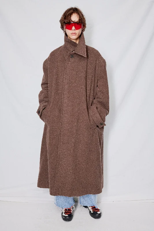 relaxed fit coatBrown Melange Heavy Wool Overcoat