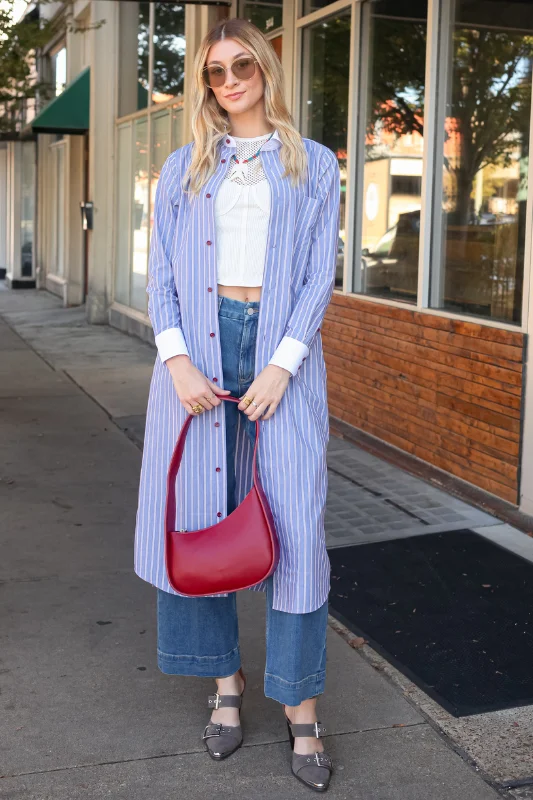 comfortable outerwearJenna Duster - Red/Blue Stripe