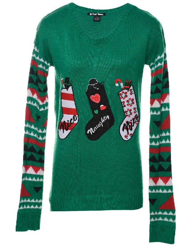 stylish peacoatFestive Print Christmas Jumper - L