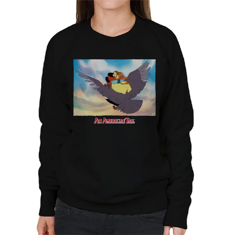 comfortable stylish hoodiefunctional sports hoodieAn American Tail Fieval And Tanya Flying  On Henri Le Pigeon Women's Sweatshirt