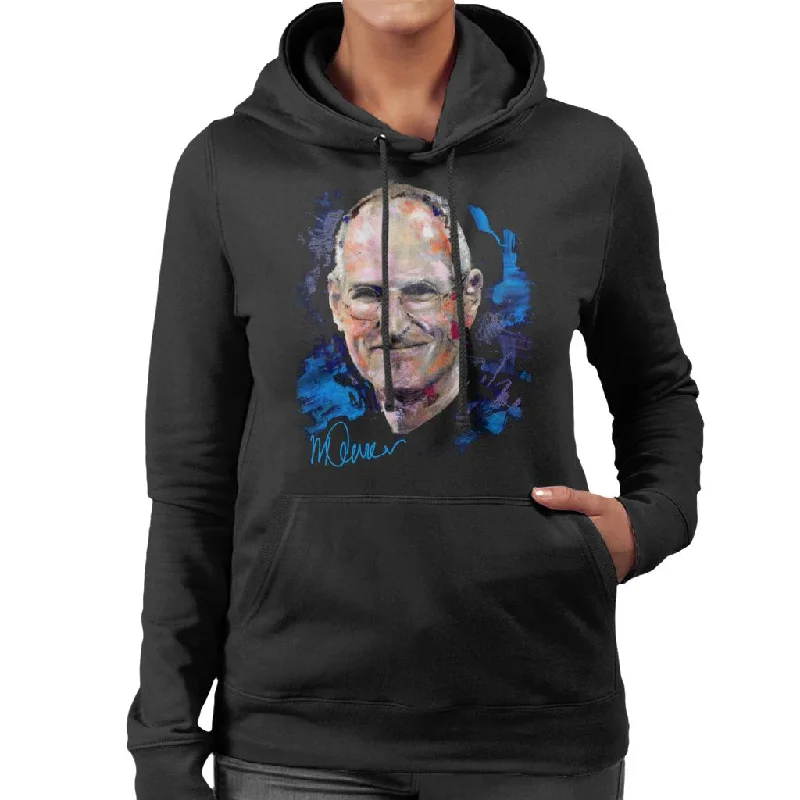 performance hoodie for gymstreetwear gym sweatshirtSidney Maurer Original Portrait Of Steve Jobs Women's Hooded Sweatshirt