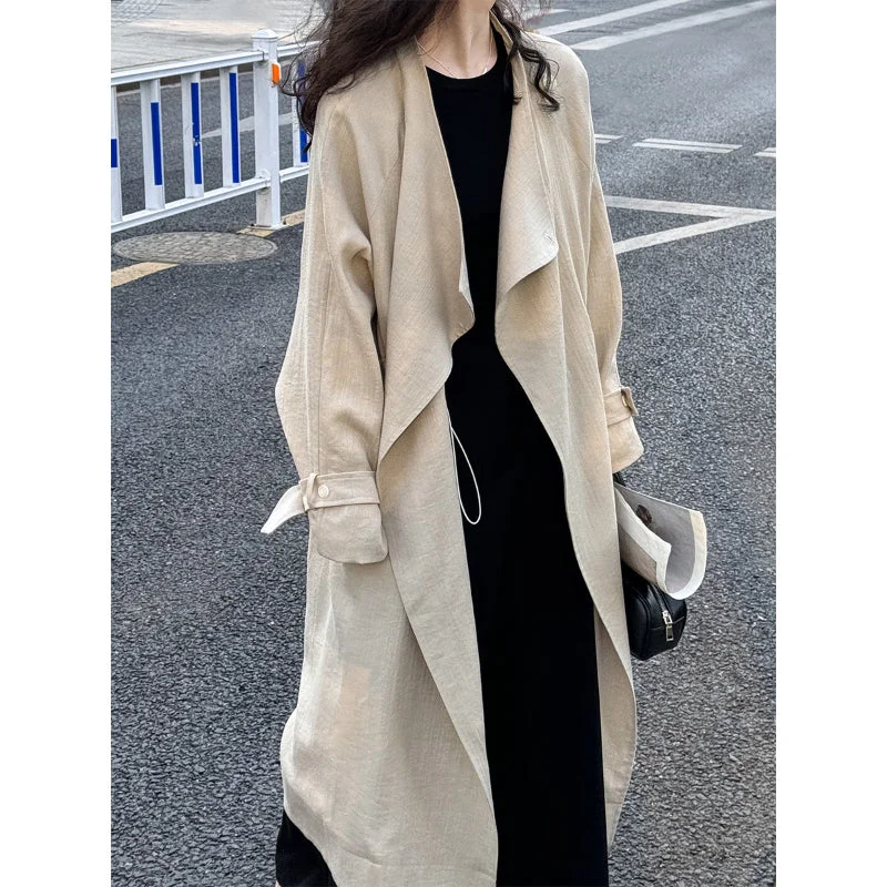 sporty outerwearMid-length Drawstring Trench Coat