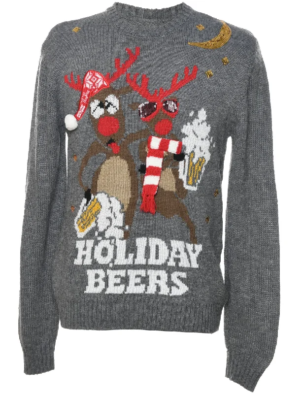 modern outerwearReindeer Christmas Jumper - L